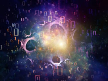 Inner Working serisi. Bilgi teknolojisi, matematik ve eğitim konularındaki sanal şebeke ve rakamların arkaplan bileşimi