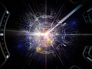 Zaman Gözcüsü. Time serisinin yüzleri. Saat arkaplanı ve bilim, eğitim ve modern teknolojiler projelerinde kullanılacak soyut unsurlar