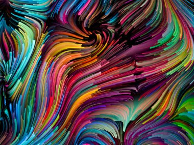 Boya Hareketi serisi. Sanat, yaratıcılık ve hareket konularında doymuş kıvrımlı renk iplikleri.