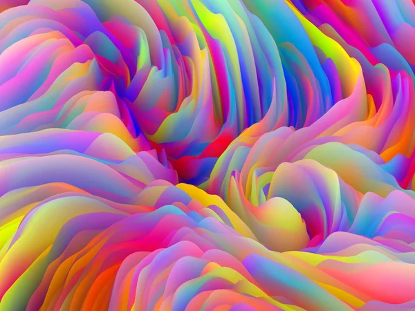 混乱的表面 维波系列 旋转彩色纹理的背景设计 与艺术 创意和设计相关的随机湍流的三维渲染 — 图库照片