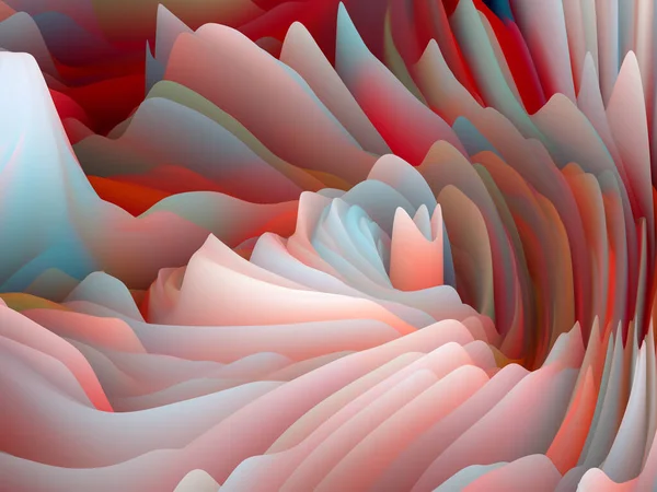 混沌的几何 维波系列 旋转彩色纹理的设计 创意和设计项目随机湍流的三维渲染 — 图库照片