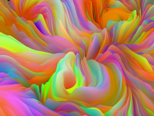 シネスの織物 次元波シリーズ 渦巻くカラーテクスチャの背景デザイン アート 創造性 デザインをテーマにしたランダムな乱流の3Dレンダリング — ストック写真