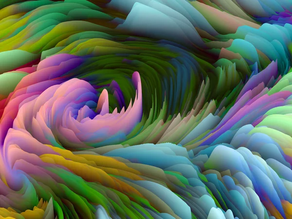 触覚数学 次元波シリーズ 背景は渦巻き色のテクスチャで構成されます アート 創造性とデザイン上のプロジェクトのためのランダム乱流の3Dレンダリング — ストック写真