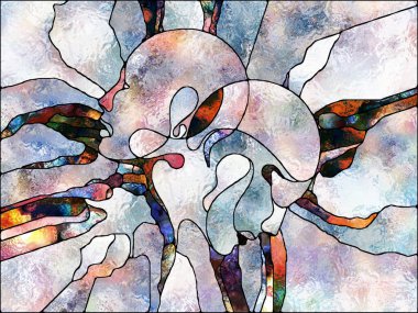 Tasarım Parçaları. Lekeli Camlar Birliği serisi. Parçalanma, sanat, şiir ve tasarım bütünlüğü temasının renk ve doku parçalarından oluşan soyut arkaplan