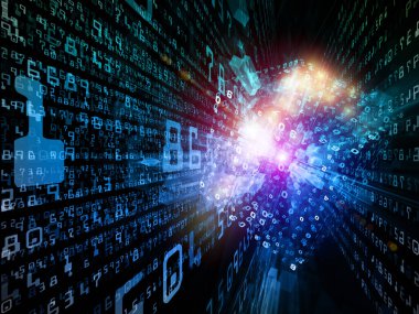 Matematik, bilim ve eğitim konularında uzayda sayıların ve ışıkların 3B çizimi