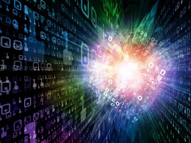 Matematik, bilim ve eğitim konularında uzayda sayıların ve ışıkların 3B çizimi