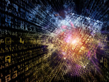 Matematik, bilim ve eğitim konularında uzayda sayıların ve ışıkların 3B çizimi