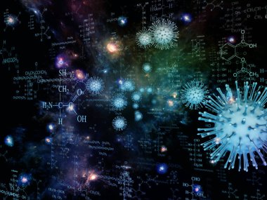 Coronavirus Gerçekliği. Viral Salgın Serisi. Virüs, salgın hastalık, enfeksiyon, hastalık ve sağlık konularındaki tasarımları tamamlamak için üç boyutlu Coronavirus parçacıkları ve mikro uzay elementleri