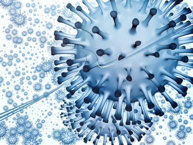 Virüs Mantığı. Viral Salgın Serisi. Virüs, salgın, enfeksiyon, hastalık ve sağlık konularındaki projeler için 3 boyutlu Coronavirus parçacıkları ve mikro uzay elementleri