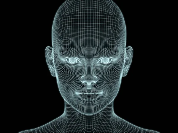 Ilustracja Głowy Człowieka Siatce Drucianej Stosowania Ilustracjach Dotyczących Technologii Edukacji — Zdjęcie stockowe