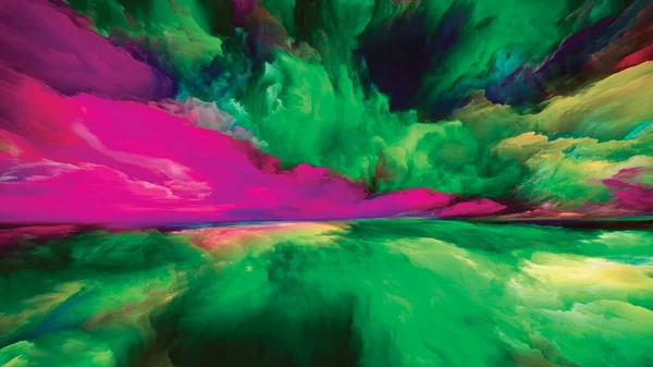 空の夢 現実逃避シリーズ 風景画 想像力 創造性 芸術をテーマにしたシュールな日の出の色とテクスチャで構成されたデザイン — ストック写真