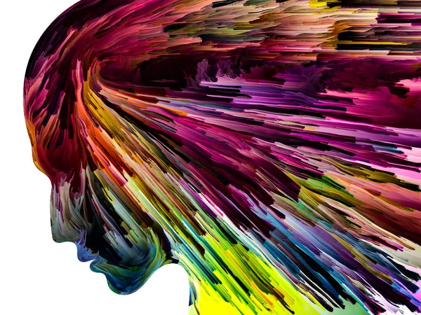 Серия Тревожных Мыслей Унылая Краска Движении Внутри Силуэта Человеческого Лица — стоковое фото