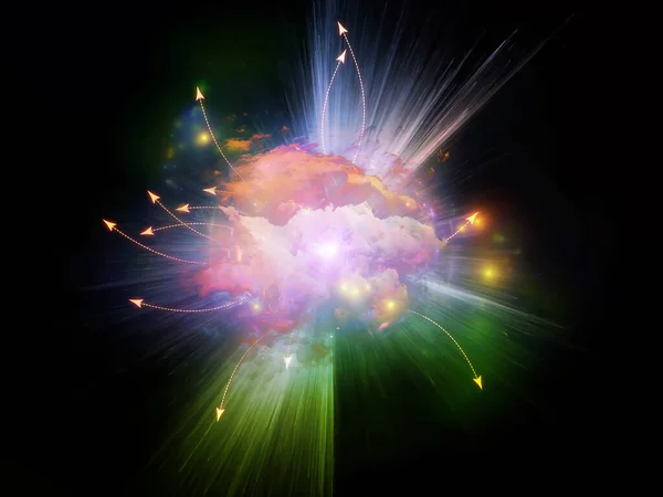 近代技術 仮想現実をテーマにしたベクトル矢印 フラクタルバースト 仮想星雲の概要 — ストック写真