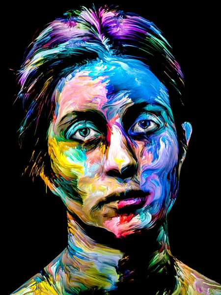 Serial Woman Color Lukisan Potret Abstrak Wanita Muda Pada Subjek — Stok Foto