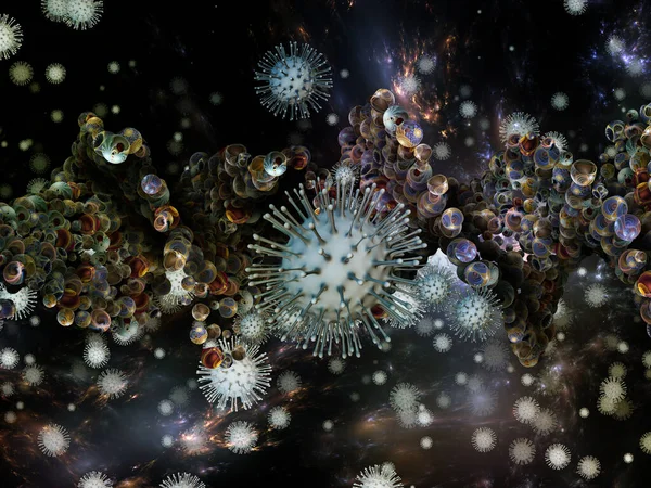 Coronavirus Math Viral Epidemic Series Illustration Coronavirus Particles Micro Space — Stock Photo, Image