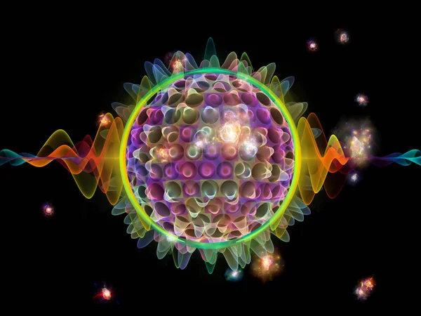 ウイルスシリーズ 抽象的な顕微鏡環境での半透明のウイルス粒子 3DレンダリングCovid 19流行 世界的なパンデミック 研究の対象 — ストック写真