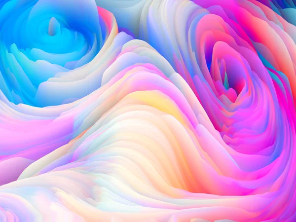 カラーストームシリーズ 3Dアートとデザインのテーマに壁紙や背景として機能する仮想フォームのカラフルな波のイラスト — ストック写真