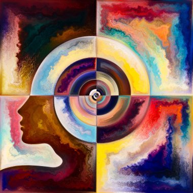 İç Spiral serisi. İnsan yüz hatlarının etkileşimi ve zihin, ruh, iç dünya ve bilinç konularındaki geometrik yapılar.