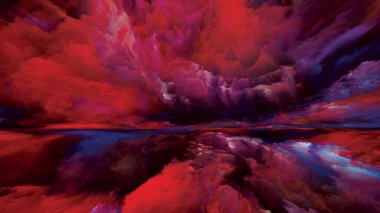 Vistas of Color. Escape to Reality series. Creative arrangement of surreal sunset sunrise colors and textures in conceptual relevance to landscape painting, imagination, creativity and art clipart