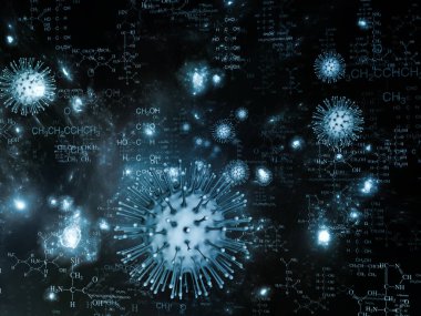 Coronavirus Dünyaları. Viral Salgın Serisi. Virüs, salgın hastalık, enfeksiyon, hastalık ve sağlık projelerinde kullanılmak üzere 3 boyutlu Coronavirus parçacıkları ve mikro uzay elementleri