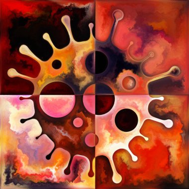 Virüs serisini girin. Enfeksiyon, ölüm, ölüm, şiir ve sanat konularındaki viral siluetin renk kompozisyonu.