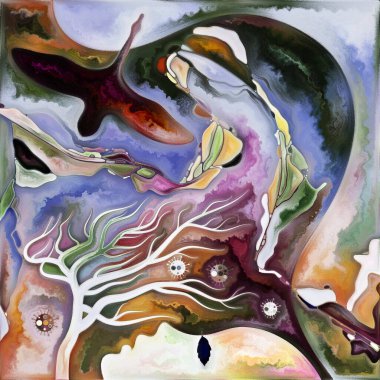 Virüs serisini girin. Virüs, çorak ağaç, insan yüzü ve doğal dünya sembollerinin enfeksiyon, ölüm, ölüm, yaşam, şiir ve sanat üzerine renkli kompozisyonu.