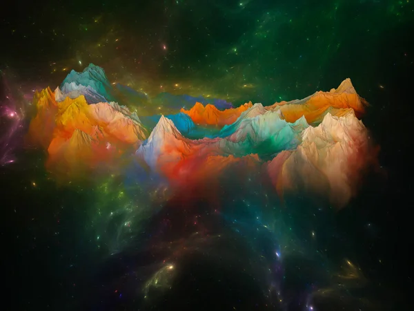 Terra Sopra Isola Nella Serie Sky Disposizione Rendering Montagne Colorate — Foto Stock