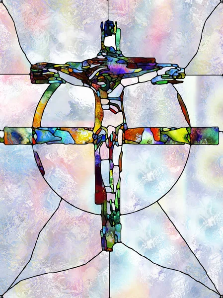 Spektrális Faith Cross Stained Glass Sorozat Backdrop Design Szerves Templom — Stock Fotó