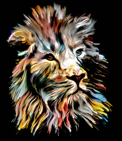 Serie Pintura Animal Forma León Pintura Colorida Sobre Tema Imaginación — Foto de Stock