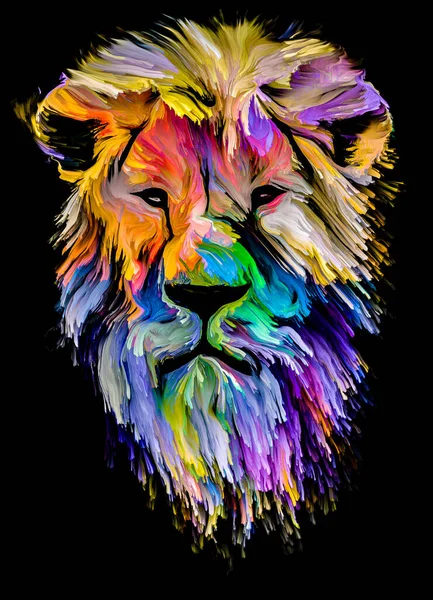 Dierenverf Serie Leeuwenkop Kleurrijke Verf Onderwerp Van Verbeelding Creativiteit Abstracte — Stockfoto
