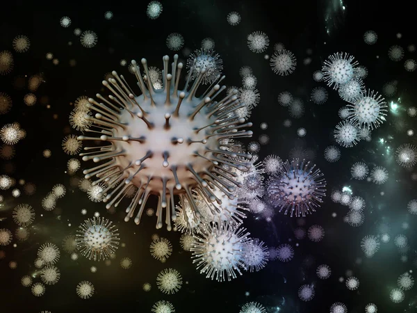 Virus Logic Serie Epidémica Viral Ilustración Partículas Coronavirus Elementos Microespaciales — Foto de Stock
