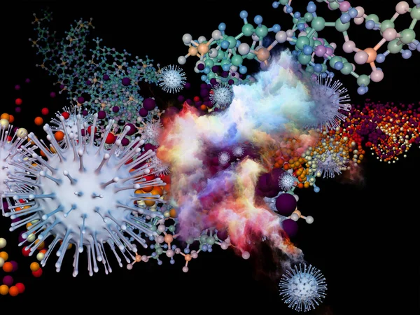 Renderização Múltiplas Partículas Vírus Coronavirus Elementos Abstratos Tridimensionais Sobre Tema — Fotografia de Stock