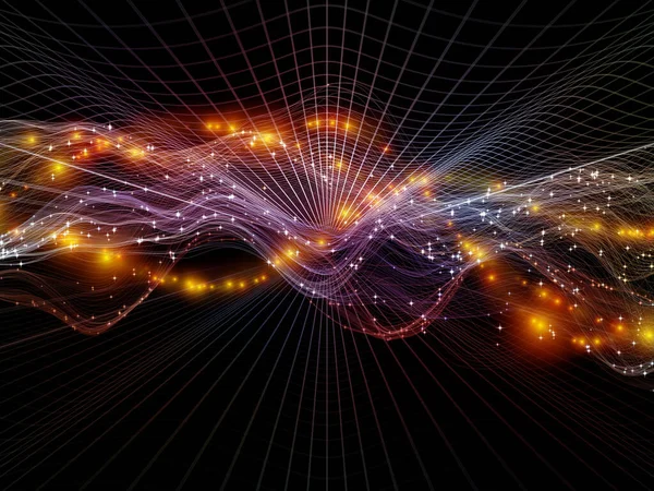 Dataplass Virtuell Bølge Serie Sammensetningen Horisontale Sinusbølger Lyspartikler Temaet Dataoverføring – stockfoto