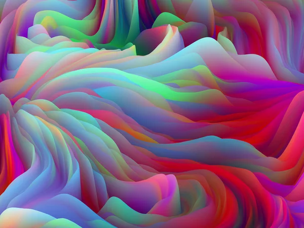 混沌的几何 维波系列 旋转彩色纹理的设计 创意和设计项目随机湍流的三维渲染 — 图库照片