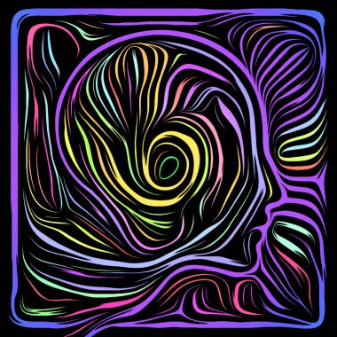 Sanal Tahta Kesim. Life Line serisi. İnsan profilinin etkileşimi ve insan dramı, şiiri ve iç sembollerle ilgili ahşap desen