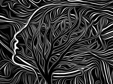 Gerçek İnsan serisi. İç dünya ve doğa konularındaki soyut kadın ve ağaç sembolleri