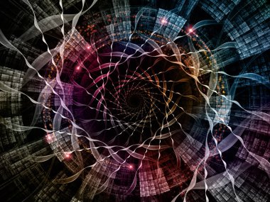 İç Çalışma serisi. Bilgi teknolojisi, matematik ve eğitim konusu için sanal ızgaralar ve fraktal dişliler kompozisyonu