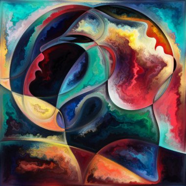 İç Akış. Colors In Us serisi. İnsan siluetlerinin, sanat dokularının ve renklerin kompozisyonu yaşam, drama, şiir ve algı konusu için etkileşim sağlar