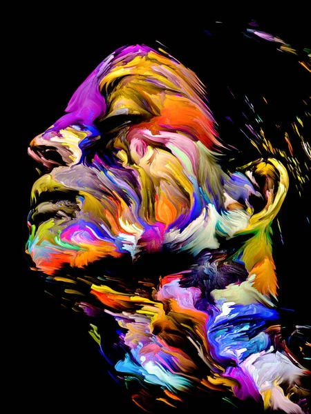 Tęczowa Kobieta Seria Farb Twarzy Abstrakcyjne Wzornictwo Wykonane Kolorowego Portretu — Zdjęcie stockowe