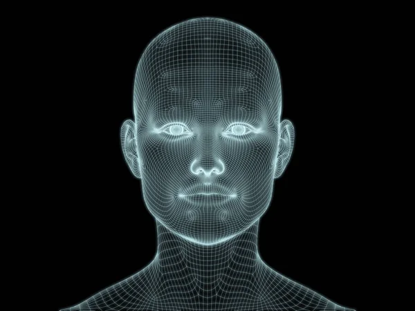 Рендер Человеческой Головы Сетке Использования Иллюстрациях Технологиям Образованию Информатике — стоковое фото