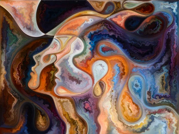 Inner Texture series. Background design of faces, colors, organic textures, flowing curves on the subject of inner world, love, relationships, soul and Nature