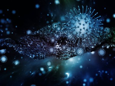 Coronavirus Dünyaları. Viral Salgın Serisi. Virüs, salgın hastalık, enfeksiyon, hastalık ve sağlık projelerinde kullanılmak üzere 3 boyutlu Coronavirus parçacıkları ve mikro uzay elementleri