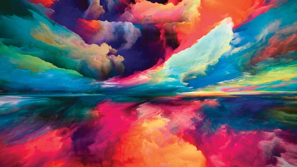 スペクトル雲 現実逃避シリーズ 風景画 想像力 創造性と芸術のプロジェクトのための超現実的な日の出の色とテクスチャで作られた芸術的背景 — ストック写真