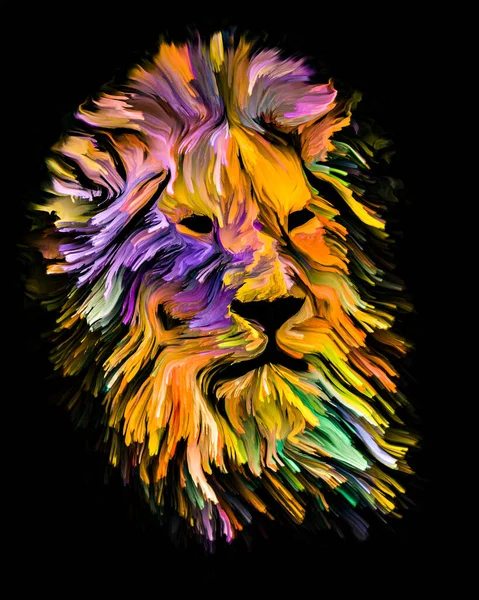 动物绘画系列 以想象力 创造力和抽象艺术为主题的五彩斑斓的狮子脸 — 图库照片