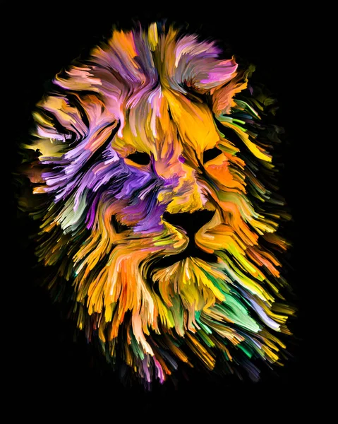 Animal Paint Serie Löwengesicht Bunter Farbe Zum Thema Fantasie Kreativität — Stockfoto