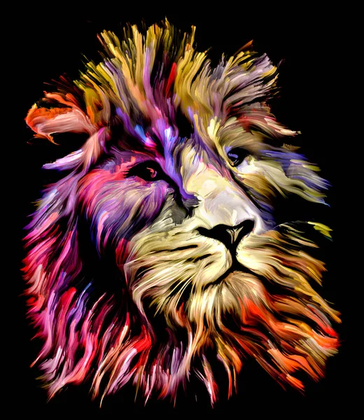 Série Animal Paint Forme Lion Peinture Colorée Sur Thème Imagination — Photo