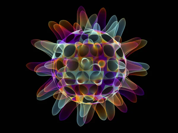 Fractal Virus Serie Weergave Van Doorschijnende Kleurrijke Virale Deeltjes Het — Stockfoto