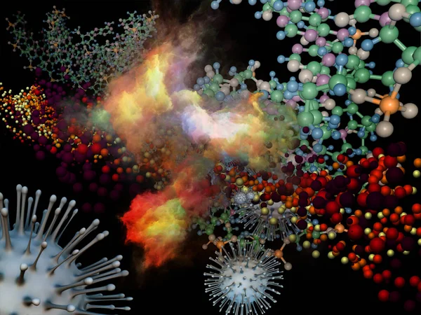 Rendering Particelle Astratte Virus Coronavirus Elementi Astratti Tridimensionali Sul Tema — Foto Stock