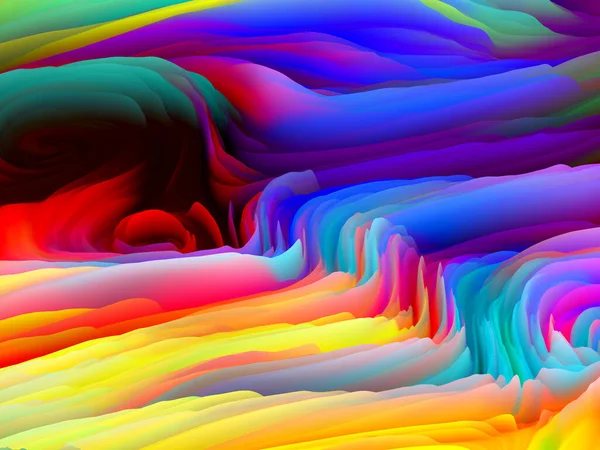 カラーストームシリーズ アートやデザインのテーマに壁紙や背景として機能する仮想塗料のカラフルな波紋の3Dレンダリング — ストック写真