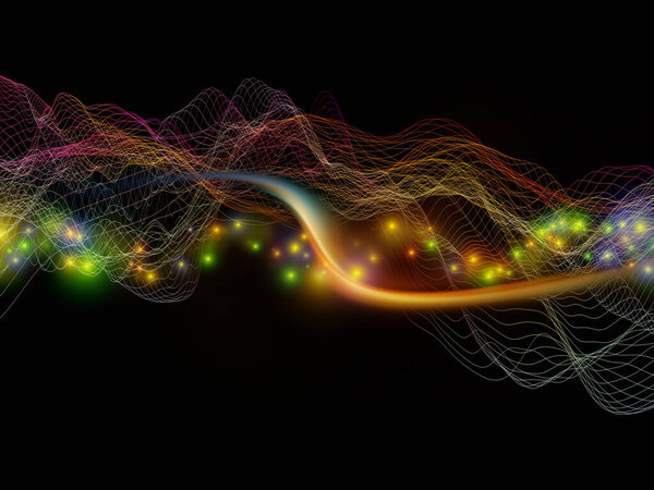 Данные в космосе. Серия Virtual Wave. Абстрактный состав синусоидальных волн и световых волн, подходящих для передачи данных, виртуальной, искусственной, виртуальной реальности.